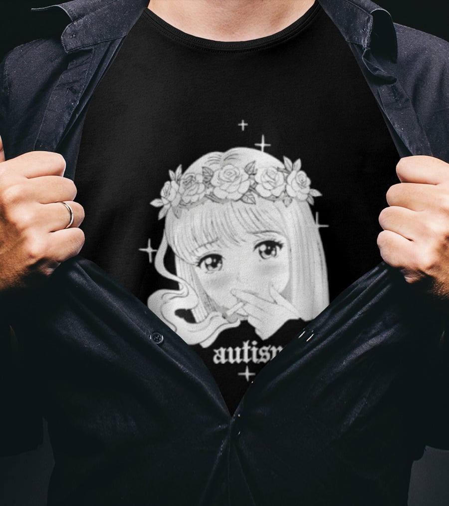 Autism Anime Girl Smoking Flower Crown Aesthetic T-Shirt