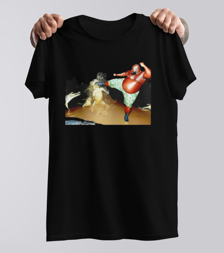 Black Guy Kicking Crocodile T-Shirt