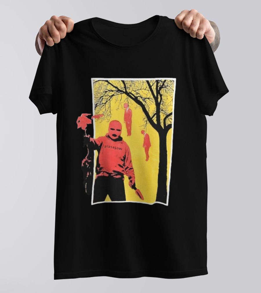 Glassjaw Save Plant A Tree Red Masked Figure With Hanging Figures And Tree T-Shirt