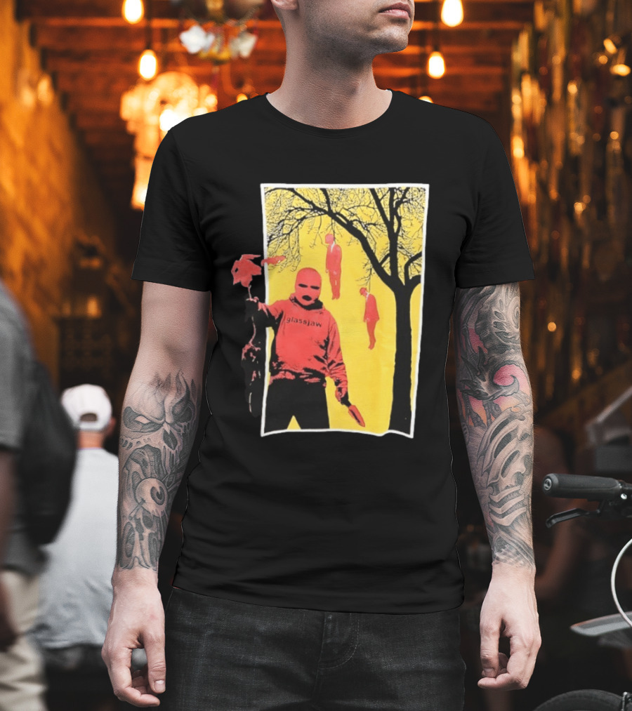 Glassjaw Save Plant A Tree Red Masked Figure With Hanging Figures And Tree T-Shirt