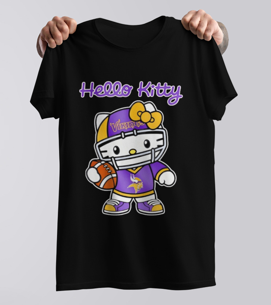 Hello Kitty Minnesota Vikings Football Fan Art Collaboration T-Shirt