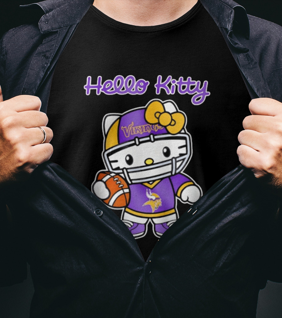 Hello Kitty Minnesota Vikings Football Fan Art Collaboration T-Shirt