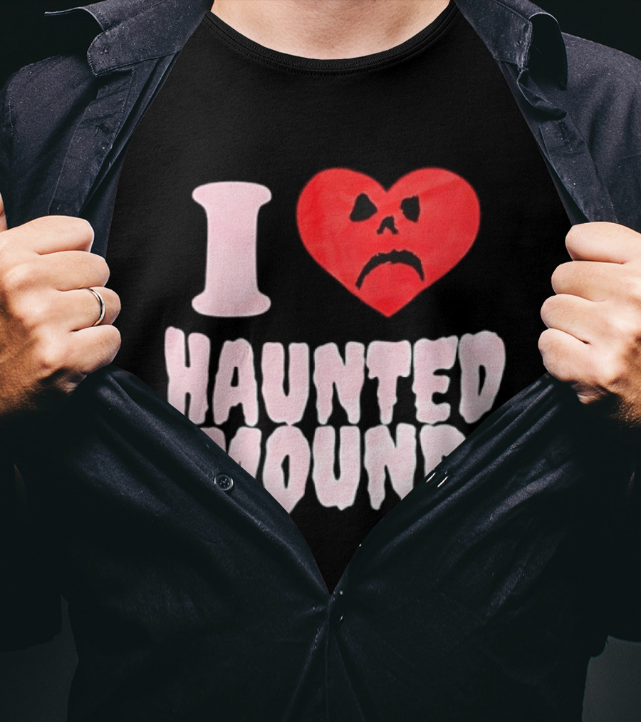I Love Haunted Mound Heart Face T-Shirt