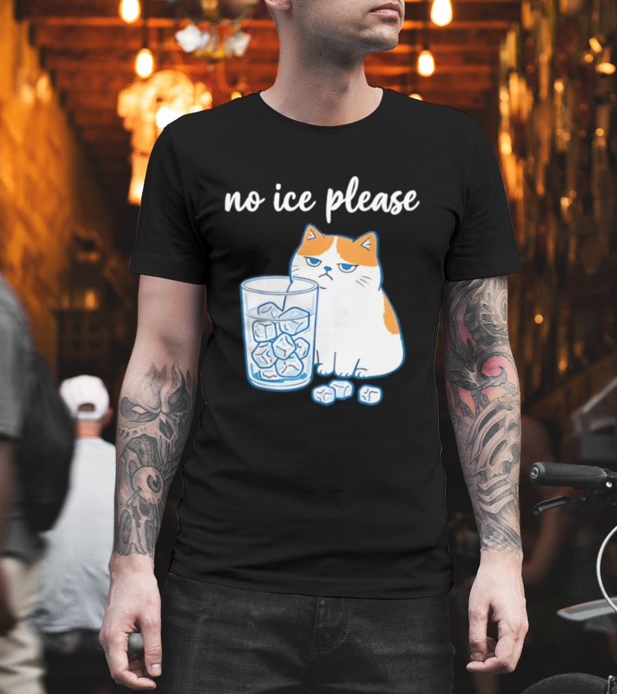 No Ice Please Cat Meme Cartoon Humor Ice Cube T-Shirt