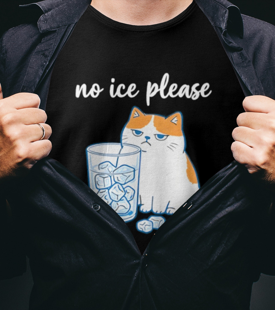 No Ice Please Cat Meme Cartoon Humor Ice Cube T-Shirt