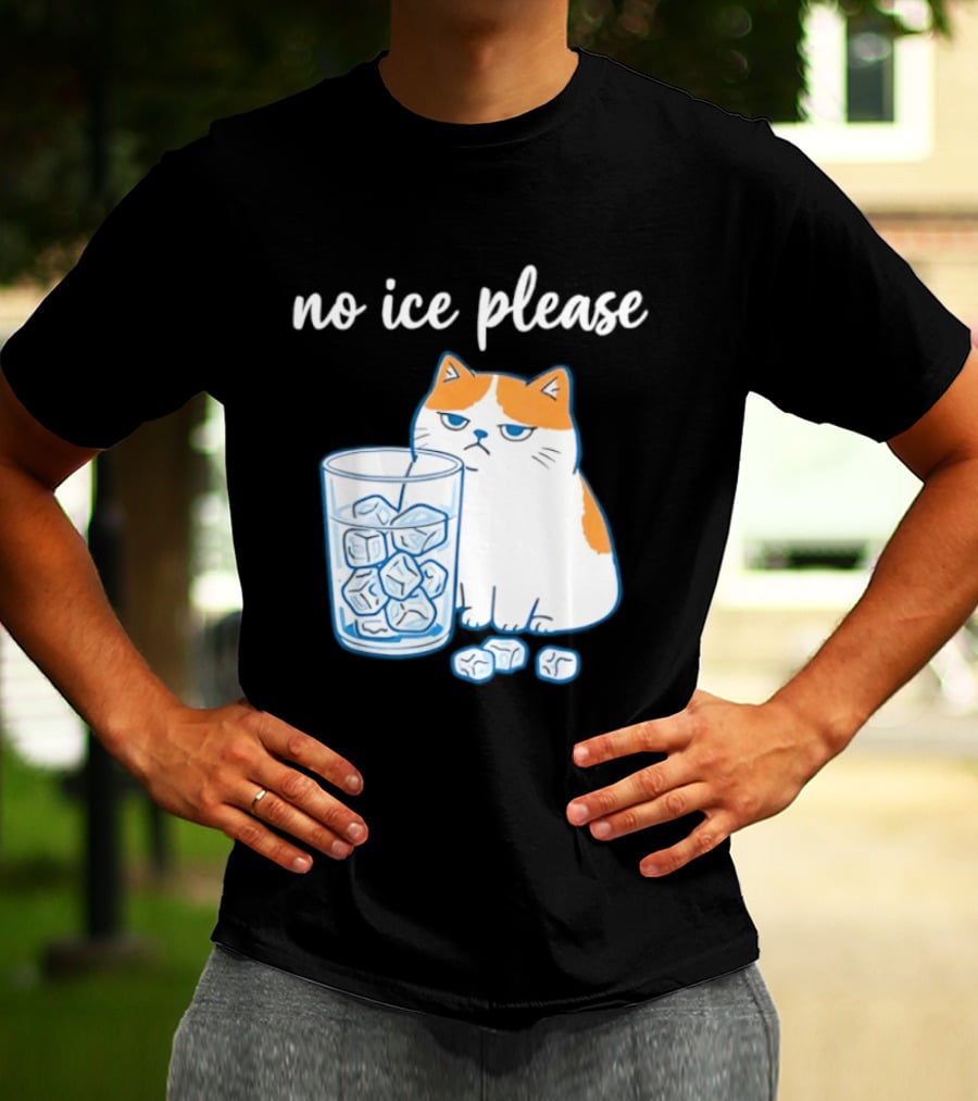 No Ice Please Cat Meme Cartoon Humor Ice Cube T-Shirt