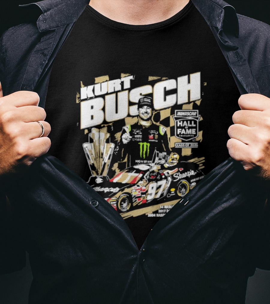 Kurt Busch 2026 NASCAR Hall Of Fame Champion Trophy Racing Legend NASCAR Cup Series T-Shirt
