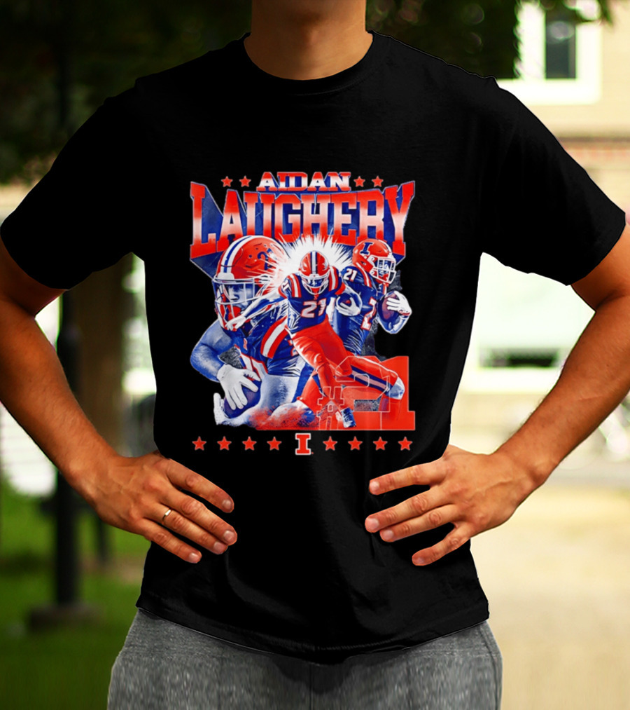Aidan Laughery Illinois Football NCAA Player 21 Collage T-Shirt