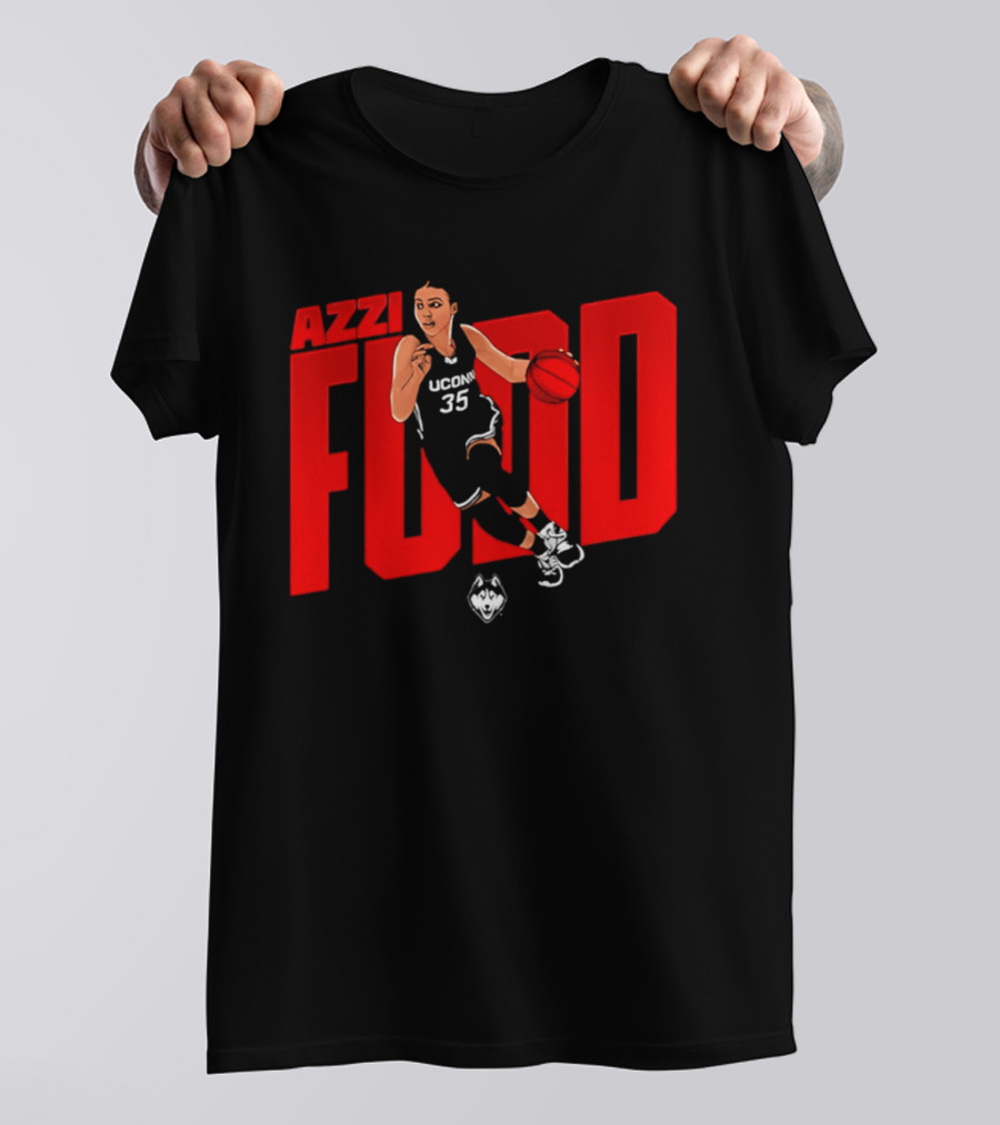 Azzi Fudd UConn 35 Basketball NCAA Fudd Red Block T-Shirt