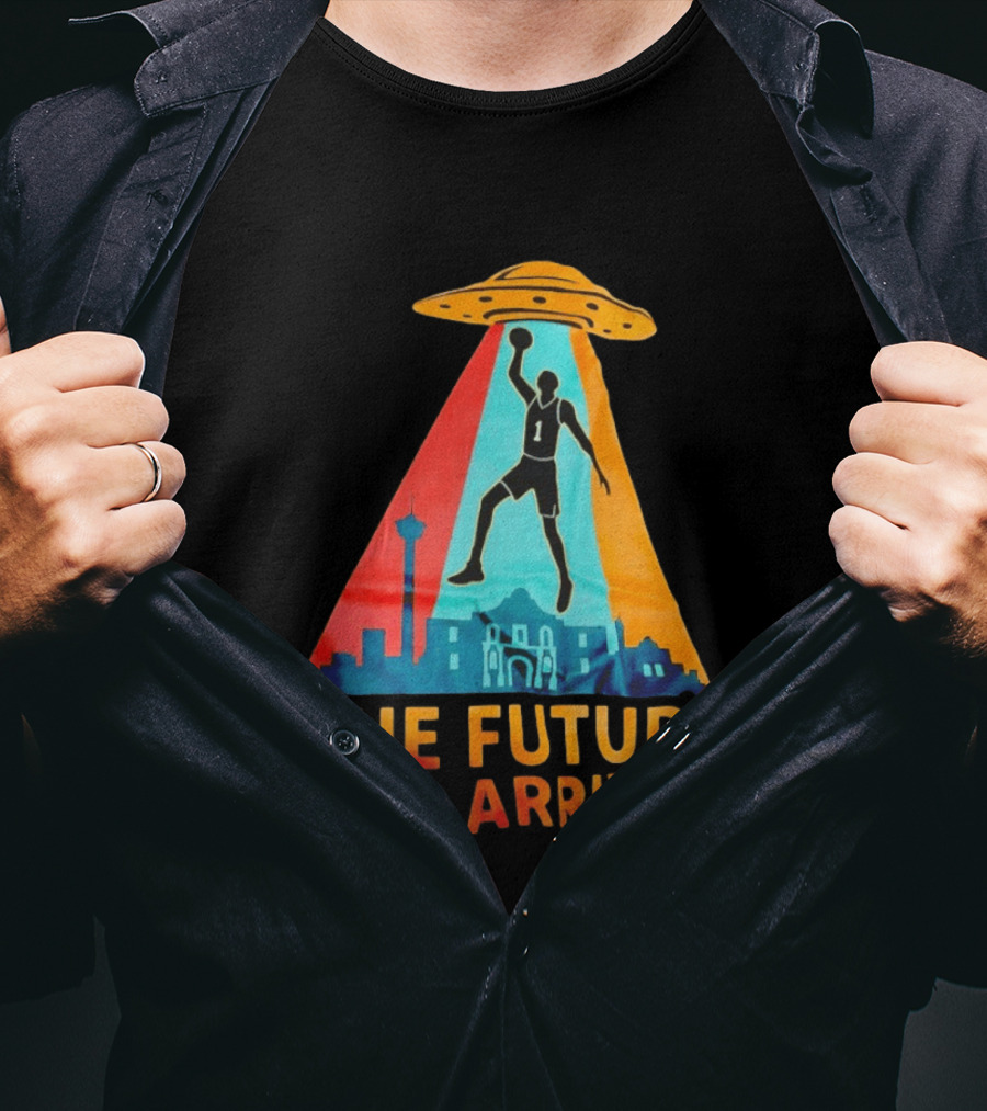 Basketball UFO Abduction Cityscape The Future Has Arrived T-Shirt