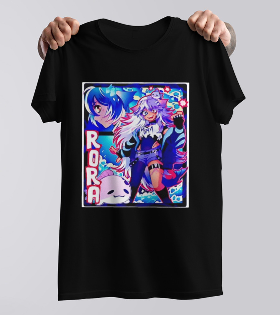 Rora Anime Character Vibrant Art With Cute Fantasy Elements And Pink Creature T-Shirt