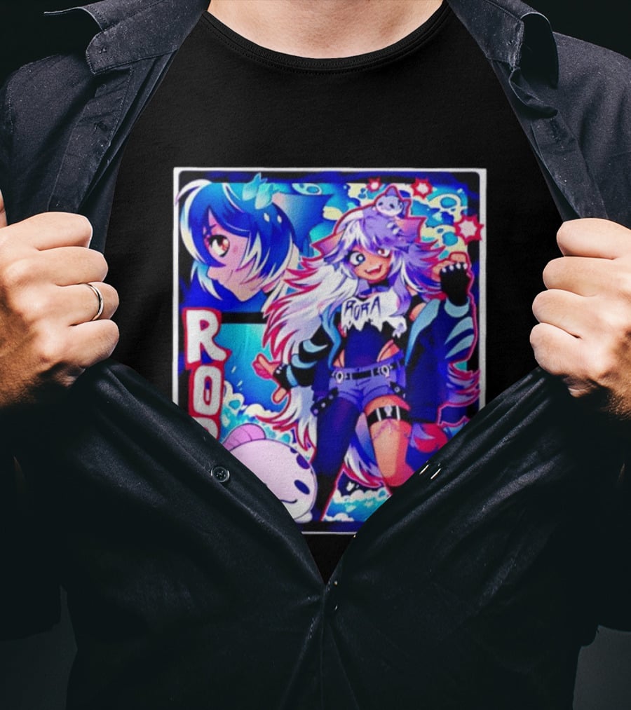 Rora Anime Character Vibrant Art With Cute Fantasy Elements And Pink Creature T-Shirt