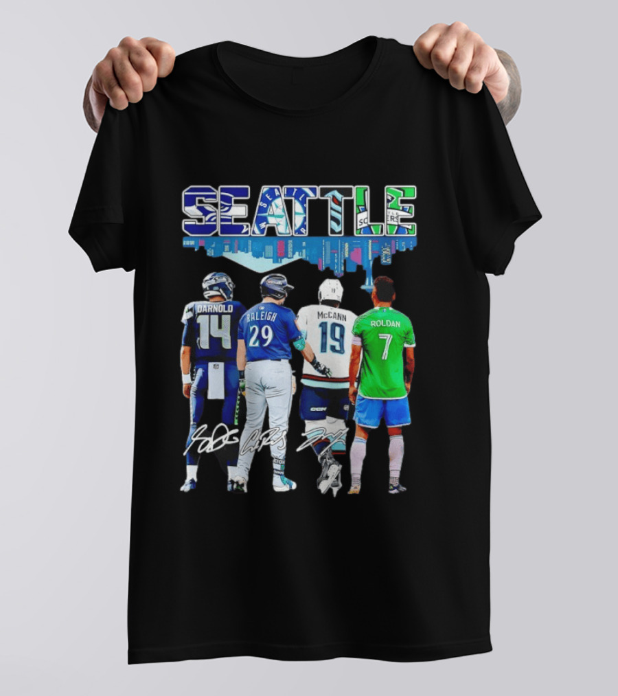Seattle Sam Darnold Cal Raleigh Jared McCann Cristian Roldan Skyline T-Shirt