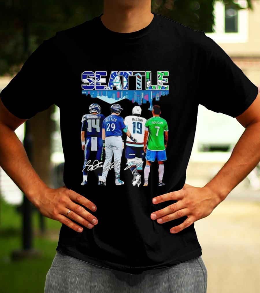 Seattle Sam Darnold Cal Raleigh Jared McCann Cristian Roldan Skyline T-Shirt