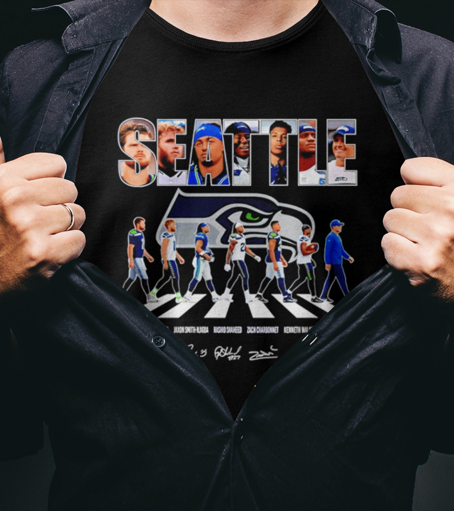 Seattle Seahawks Crosswalk Player Signatures 2026 T-Shirt