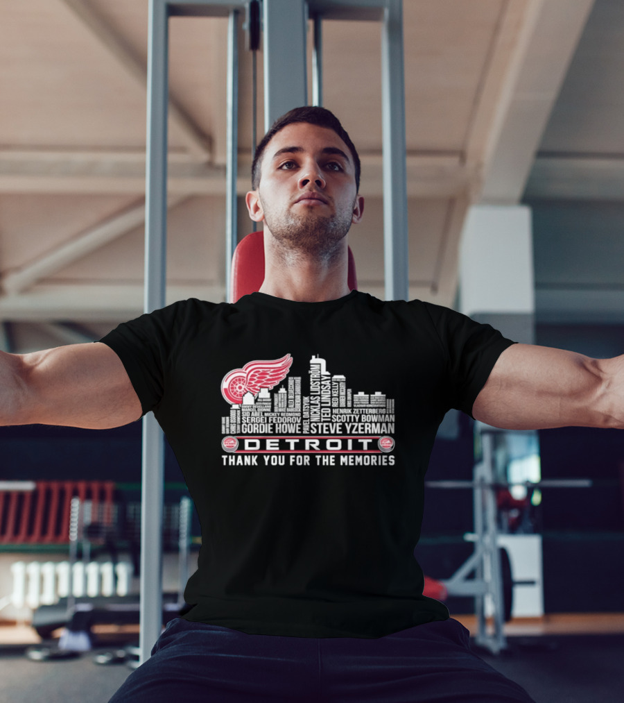 Detroit Red Wings City Skyline Steve Yzerman Thank You For The Memories T-Shirt