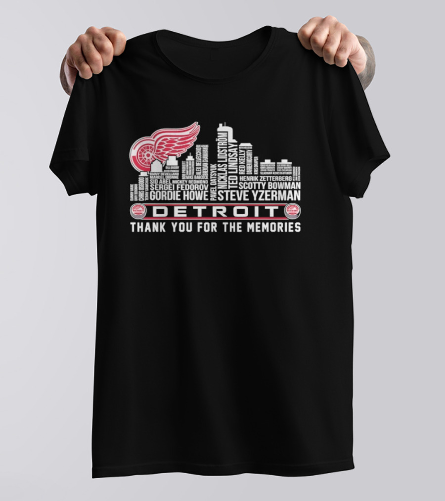 Detroit Red Wings City Skyline Steve Yzerman Thank You For The Memories T-Shirt