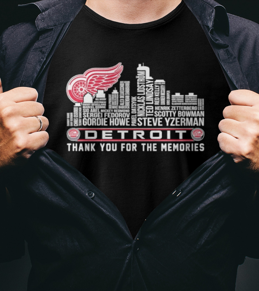 Detroit Red Wings City Skyline Steve Yzerman Thank You For The Memories T-Shirt