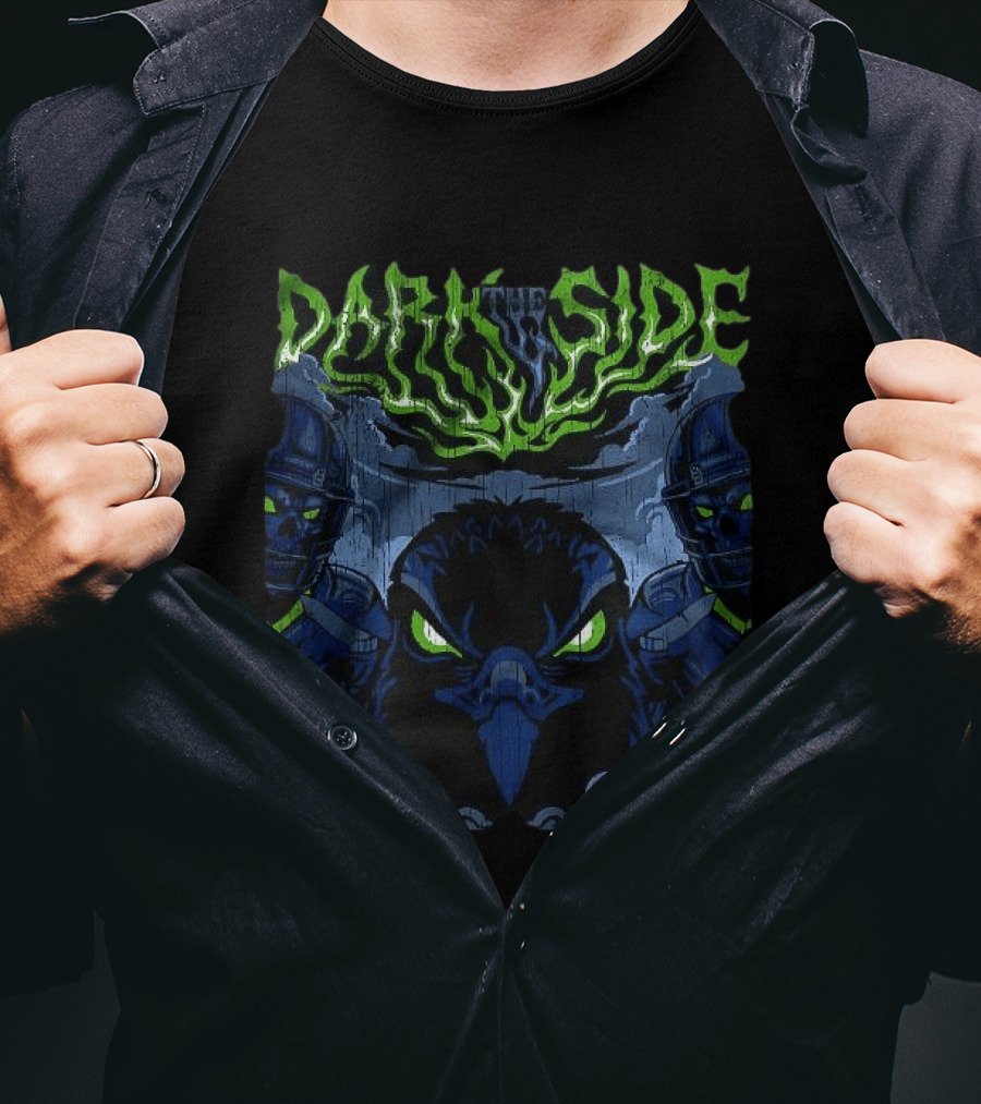 Seattle Seahawks Dark Side Night Vision Skull Eclipse T-Shirt