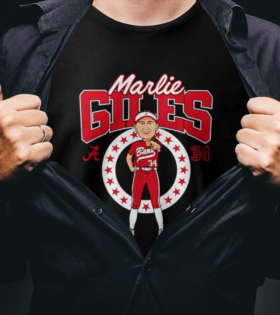 Marlie Giles Alabama Softball Bama 34 NCAA Caricature T-Shirt