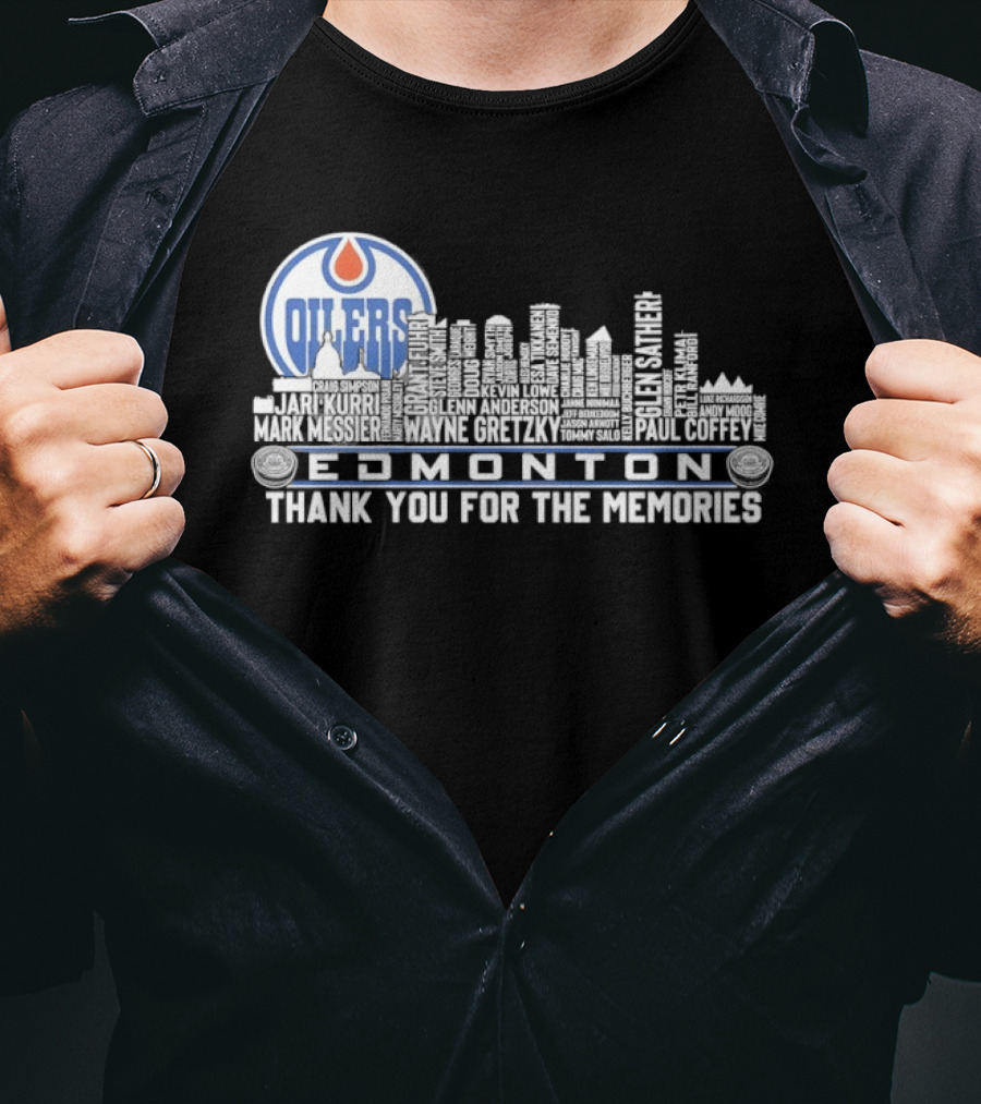 Edmonton Oilers Players City Skyline Thank You For The Memories T-Shirt