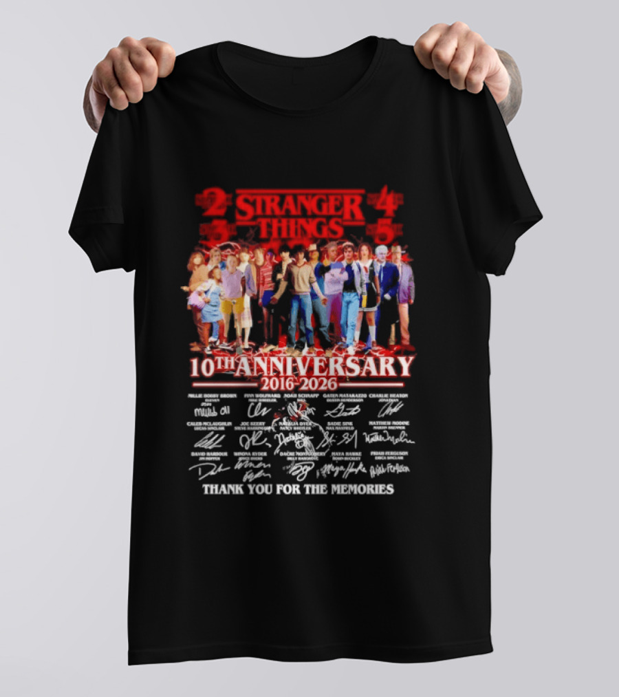 Stranger Things 10th Anniversary 2016 2026 Thank You For The Memories T-Shirt