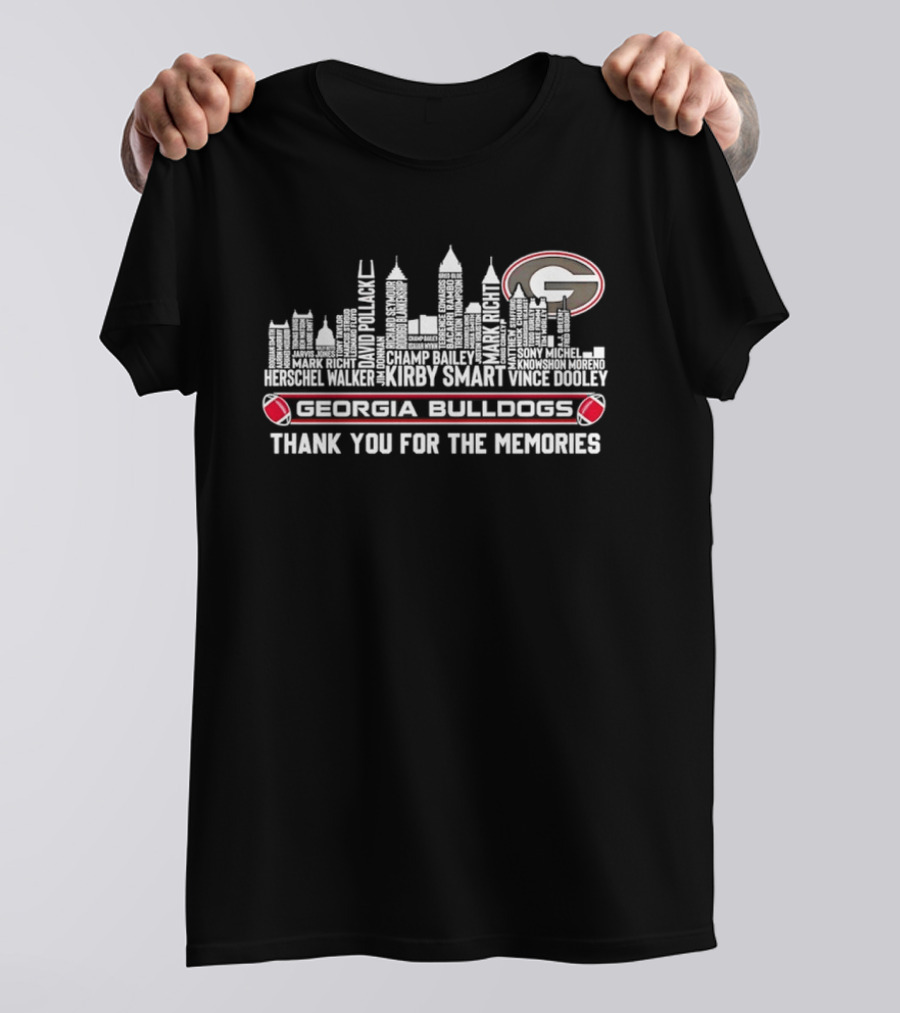 Georgia Bulldogs Players City Skyline Thank You For The Memories T-Shirt