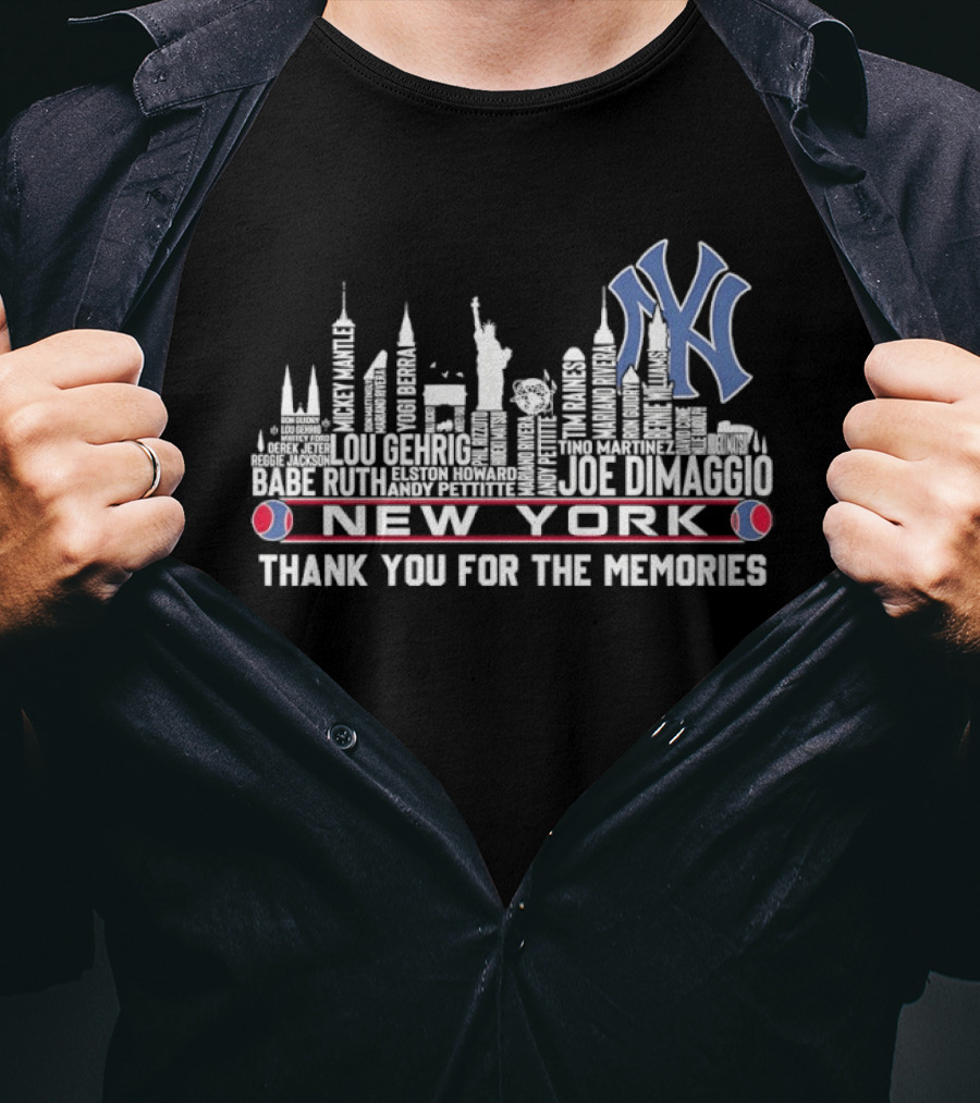 New York Yankees Players Skyline Thank You For The Memories T-Shirt