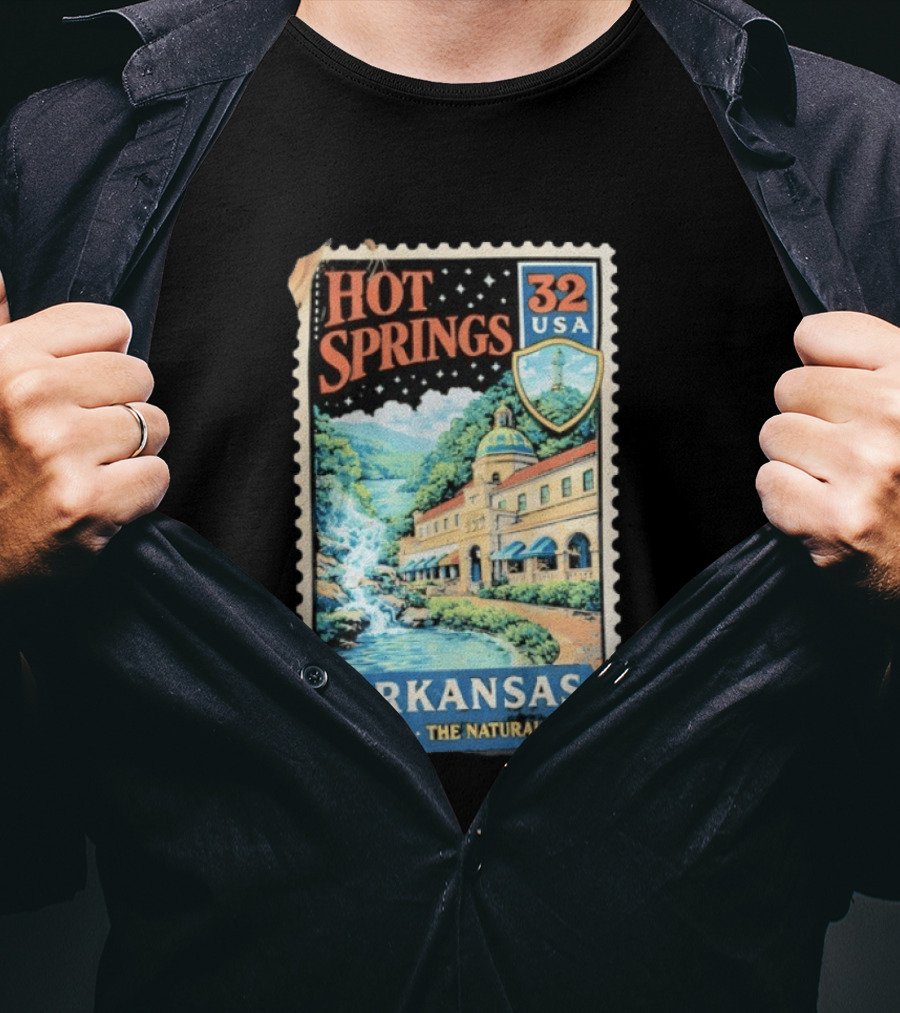 Hot Springs 32 USA Arkansas Established 1836 The Natural State Vintage Stamp T-Shirt