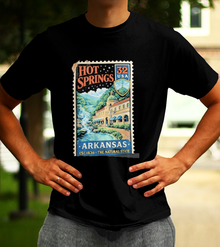 Hot Springs 32 USA Arkansas Established 1836 The Natural State Vintage Stamp T-Shirt
