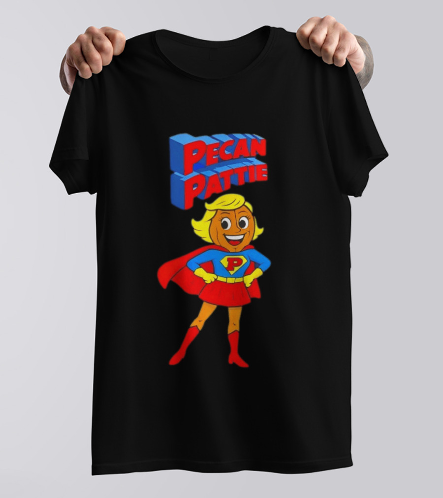 Pecan Pattie Superhero Character Red Blue Outfit T-Shirt
