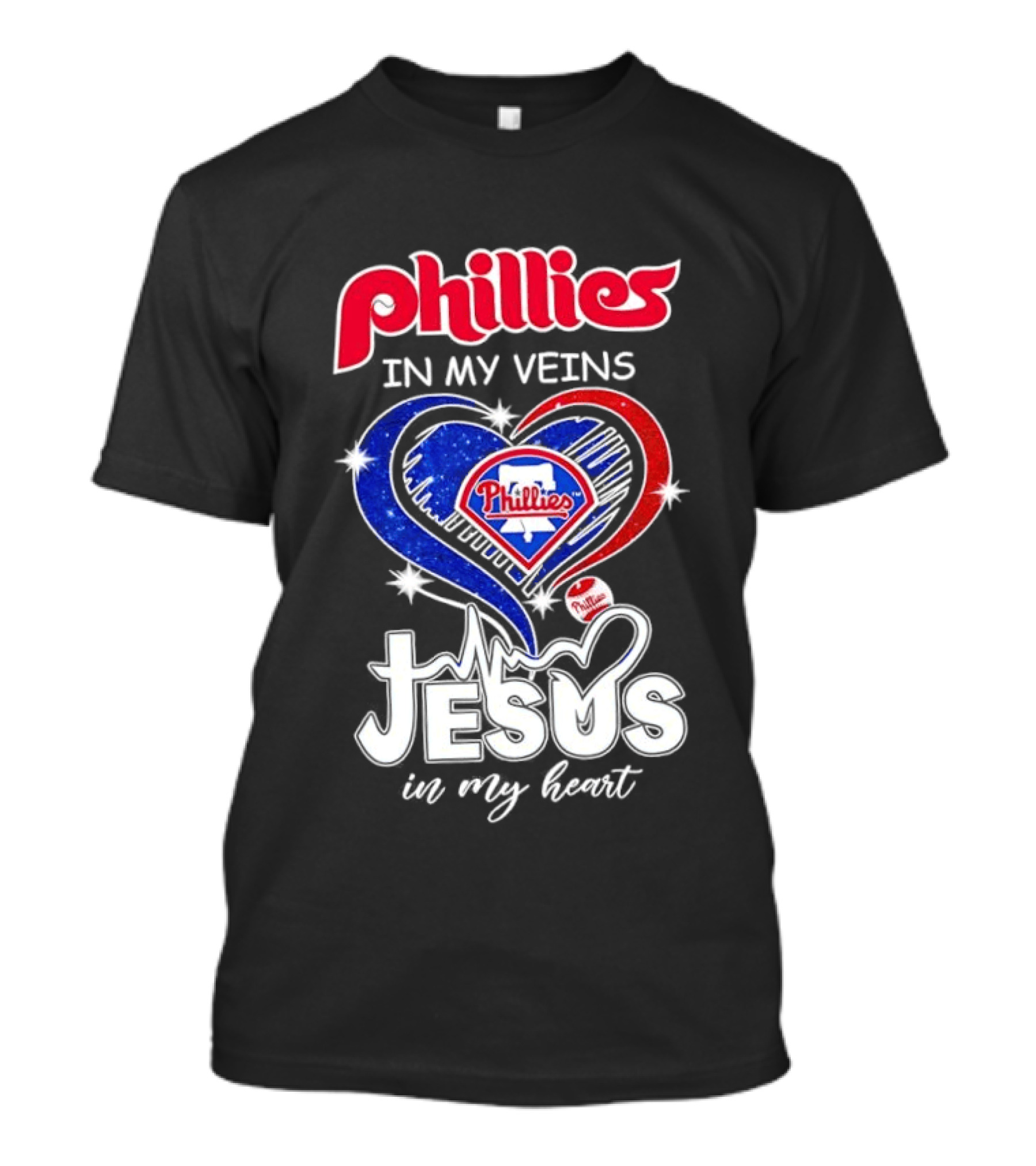 Philadelphia Phillies In My Veins Jesus In My Heart T-Shirt