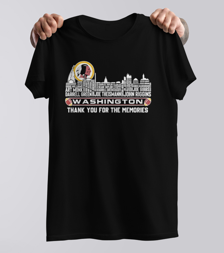 Washington Redskins Player Names City Skyline Thank You For The Memories T-Shirt