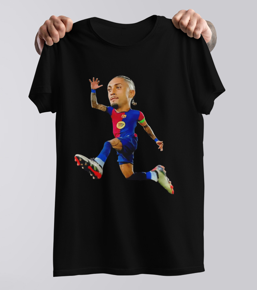 Raphinha Barcelona La Liga Brasil Caricature Player Action Pose T-Shirt