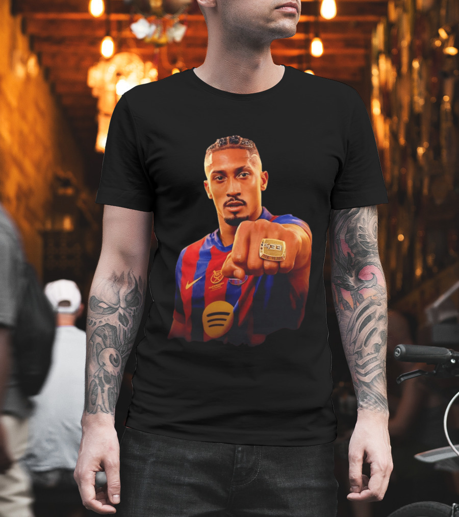 Raphinha Barcelona Brazil Player Ring La Liga Collage T-Shirt
