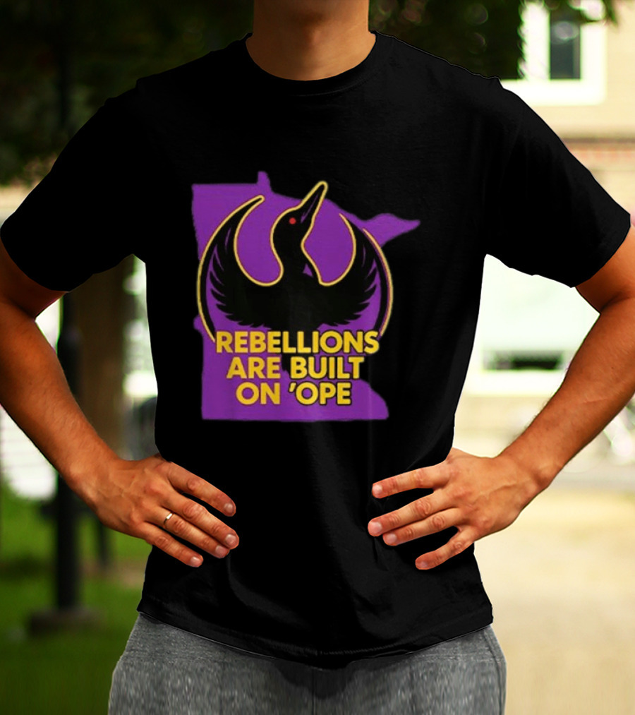 Rebellions Are Built On 'Ope Minnesota Purple Map Black Bird T-Shirt