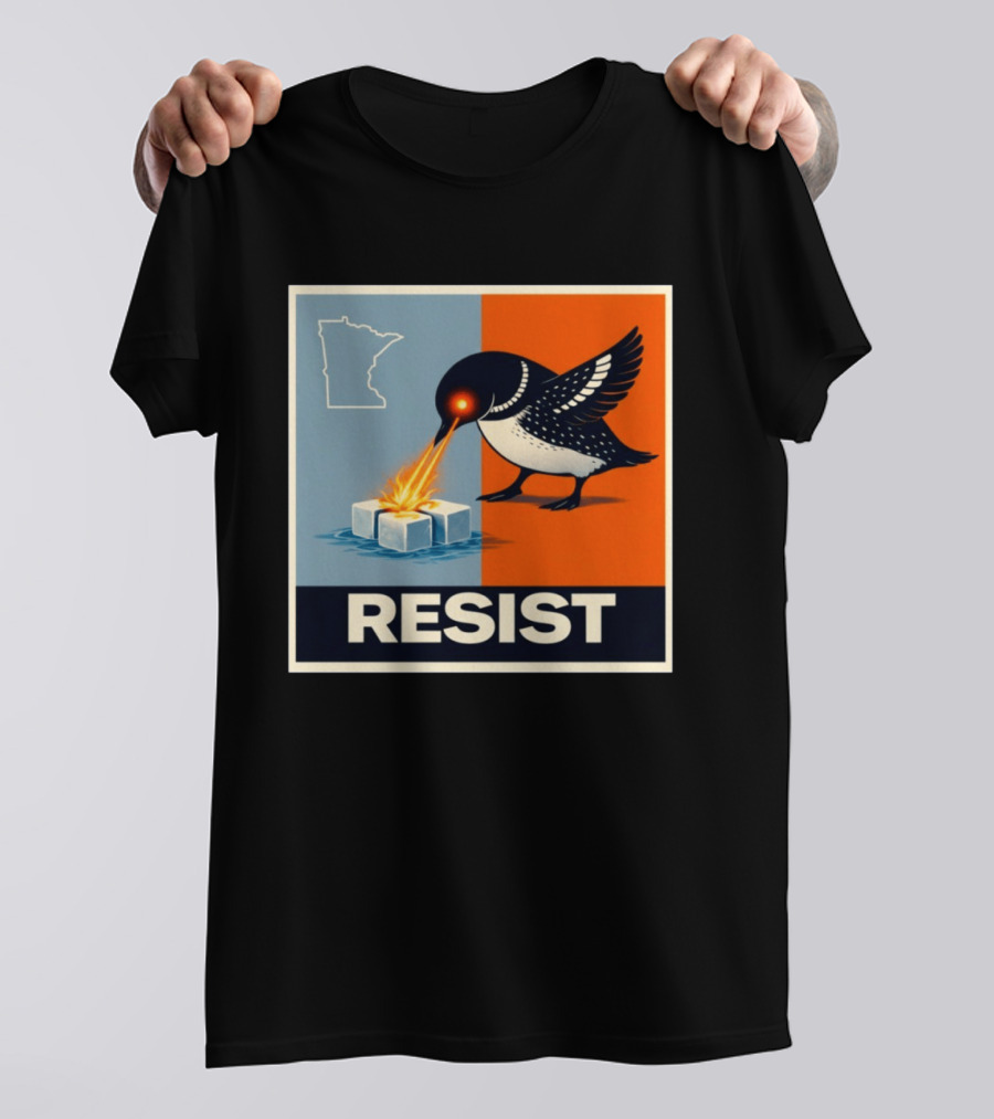 Rebel Minneapolis Ice Protest Resist With Loon Laser Bird And Minnesota Map T-Shirt