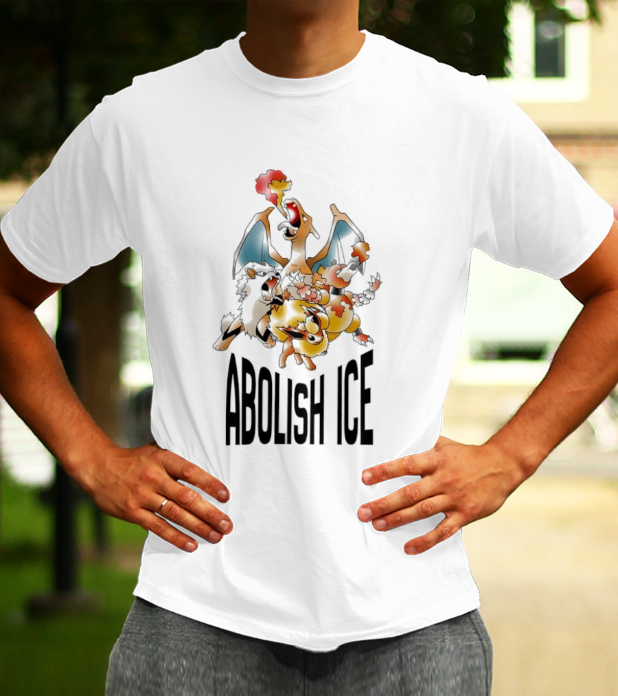 Abolish ICE Pokémon Characters Charizard Blastoise Pikachu Protest T-Shirt