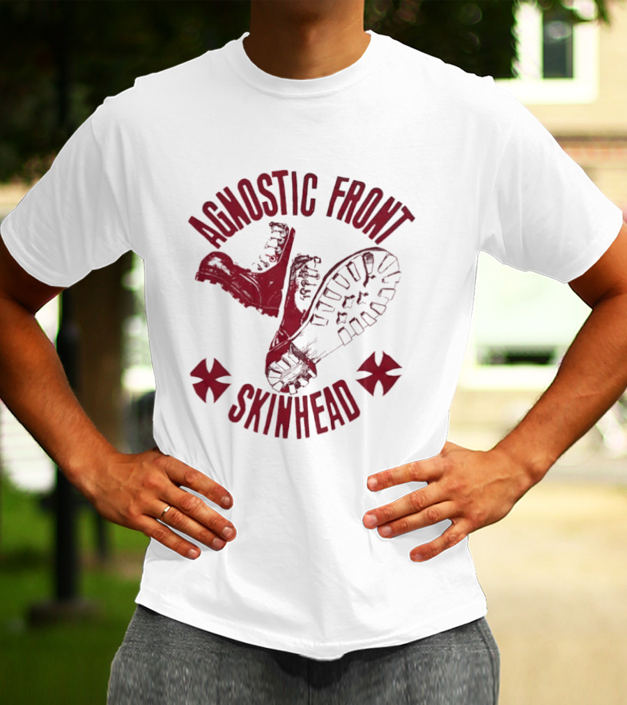Agnostic Front Skinhead Boot Symbol Cross T-Shirt