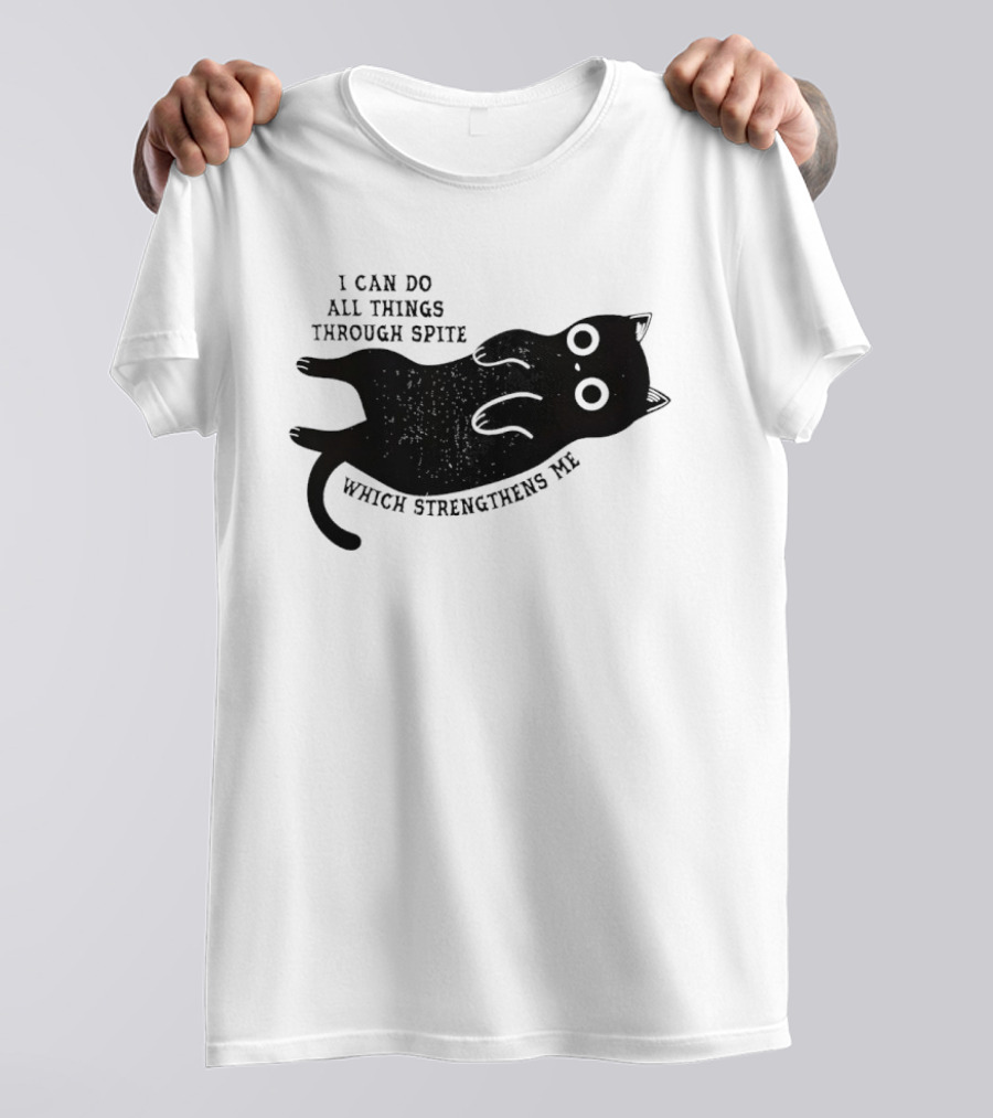 Black Cat I Can Do All Things Through Spite Which Strengthens Me T-Shirt