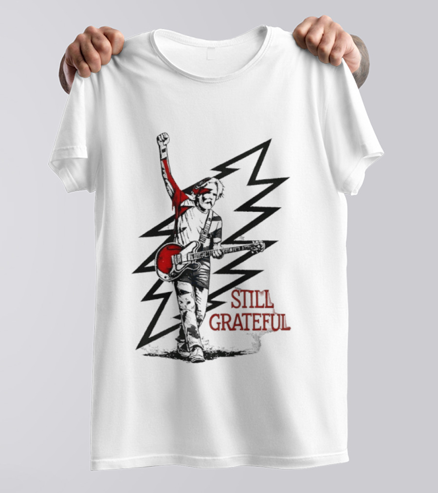 Bob Weir Holding Guitar Still Grateful White Lightning T-Shirt