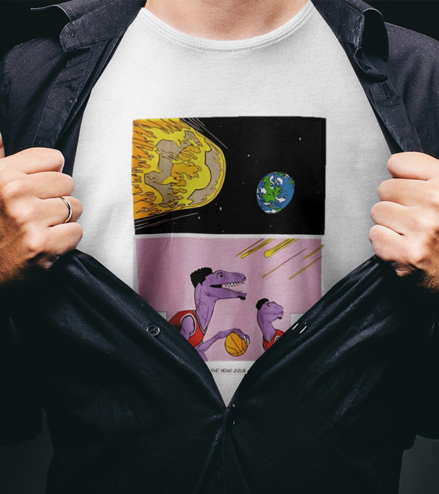 Bron Sends Him A LeBronto Dinosaur Meteor Basketball Earth Raptors T-Shirt