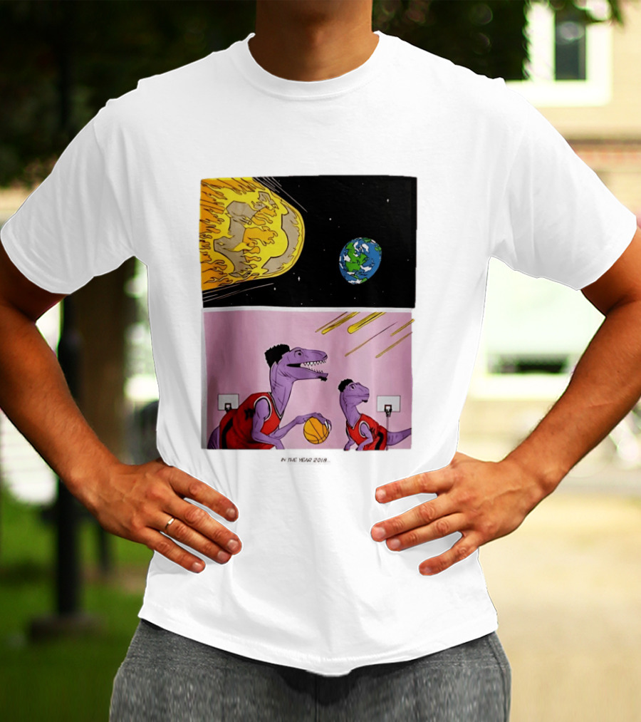 Bron Sends Him A LeBronto Dinosaur Meteor Basketball Earth Raptors T-Shirt