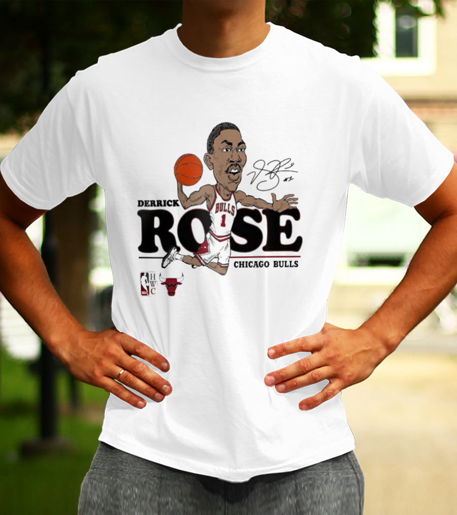 Derrick Rose Chicago Bulls Caricature Basketball T-Shirt