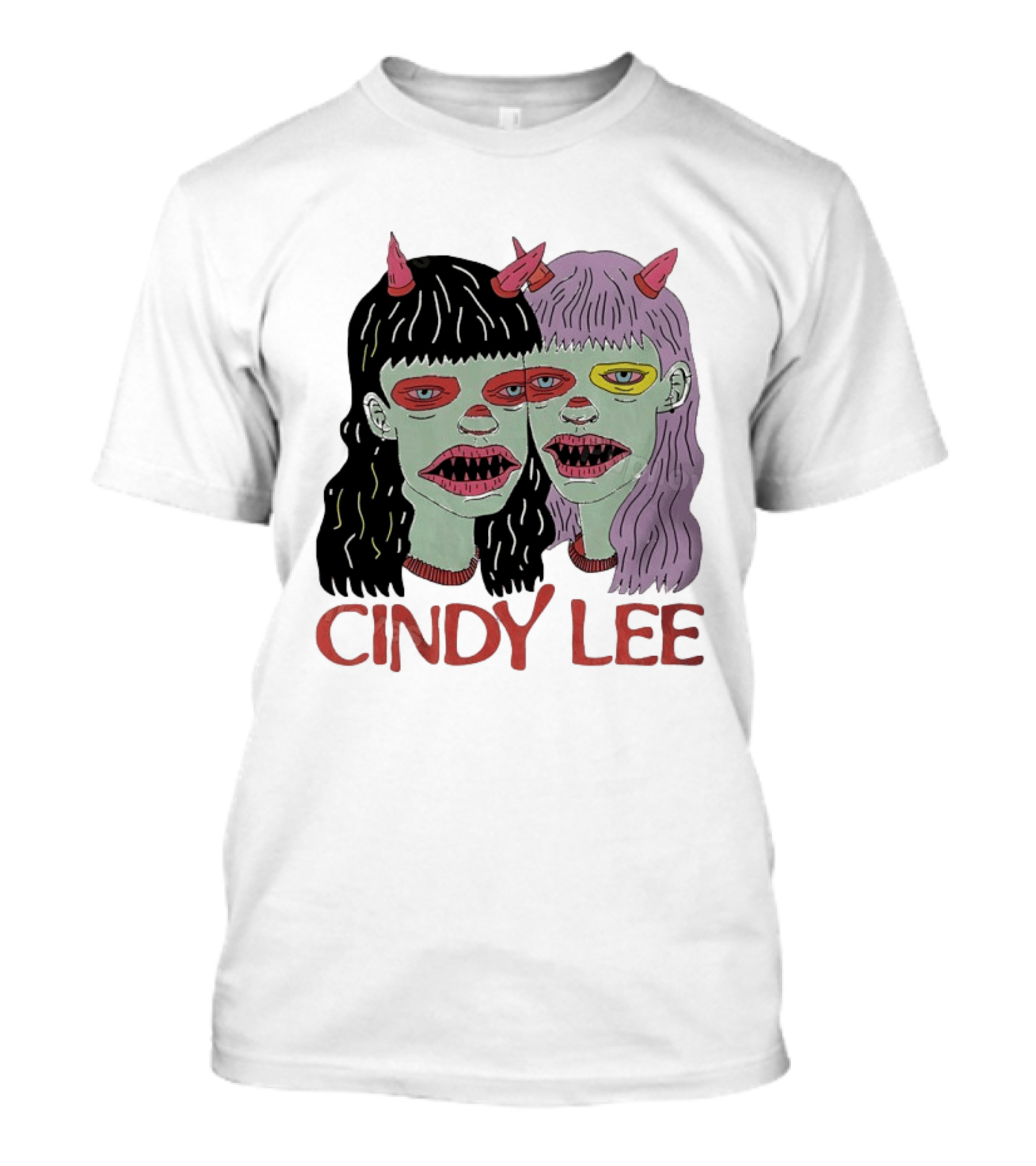 Cindy Lee Two Face Horned Creature Horror T-Shirt
