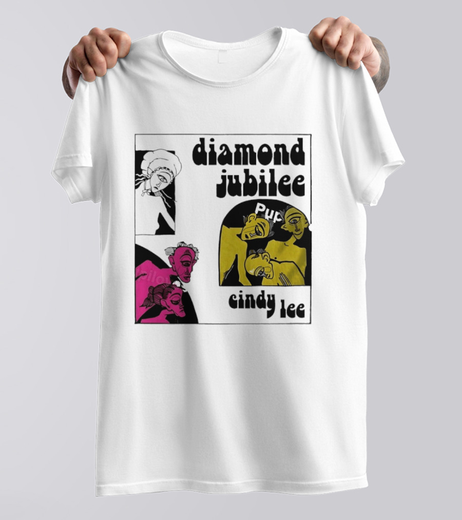 Diamond Jubilee Music Album Cindy Lee Illustrated Faces T-Shirt