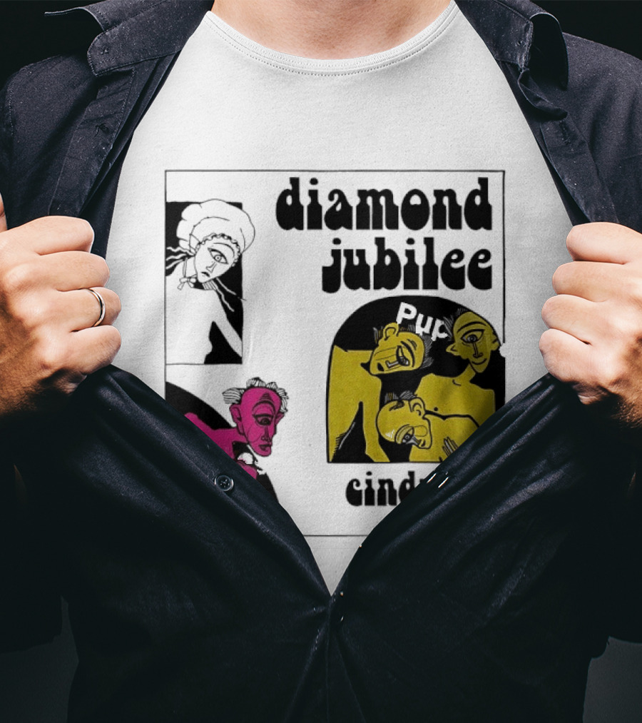 Diamond Jubilee Music Album Cindy Lee Illustrated Faces T-Shirt