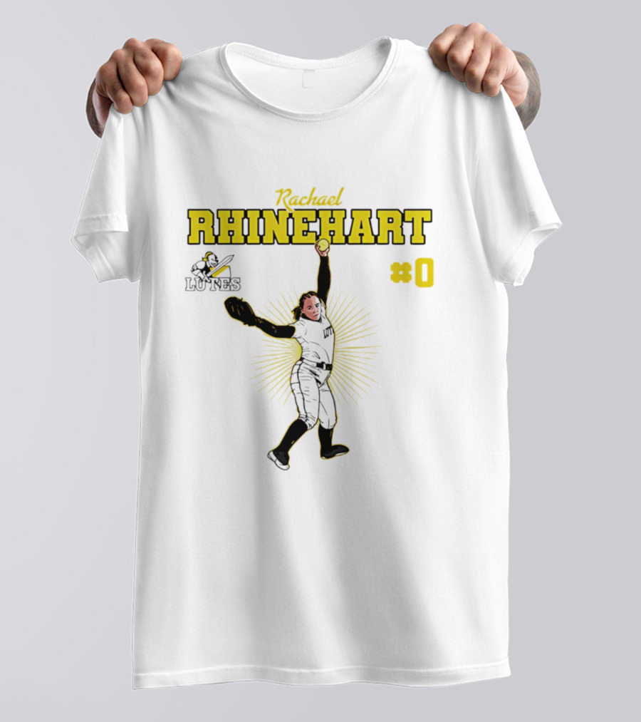 Rachael Rhinehart PLU Lutes Softball #0 Caricature T-Shirt