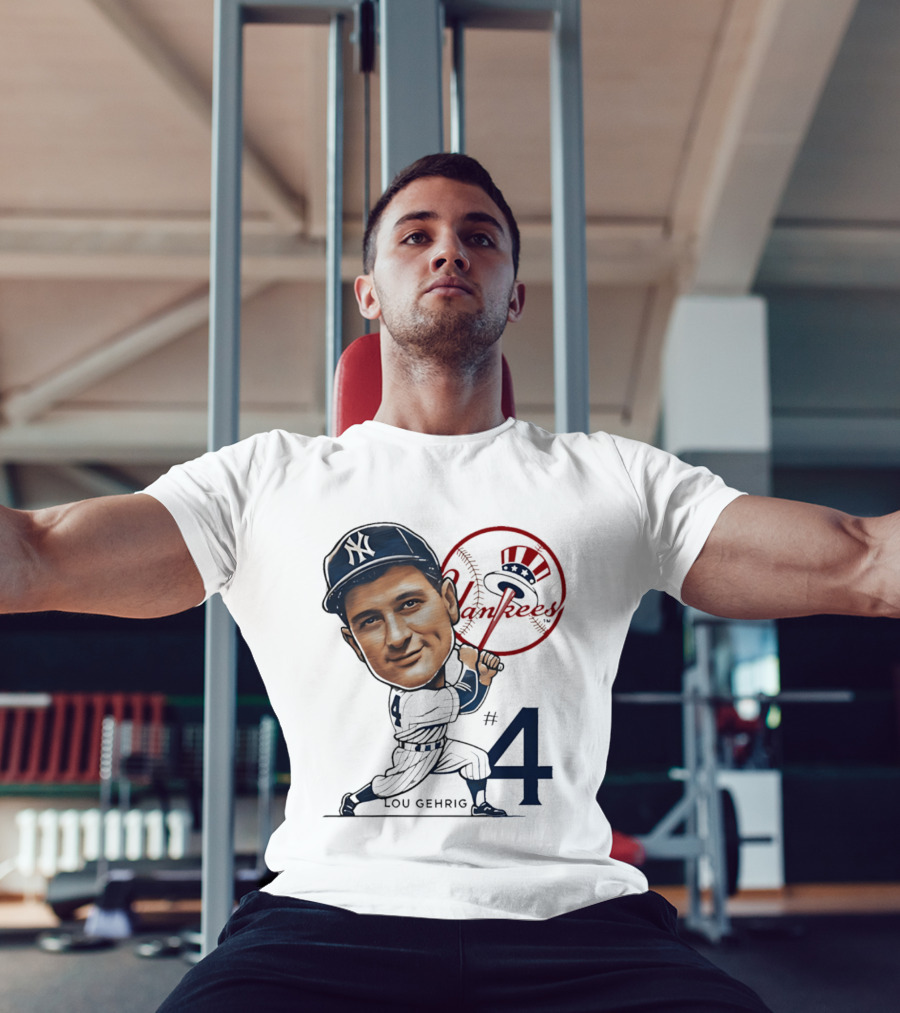 Lou Gehrig New York Yankees #4 Caricature Yankees T-Shirt