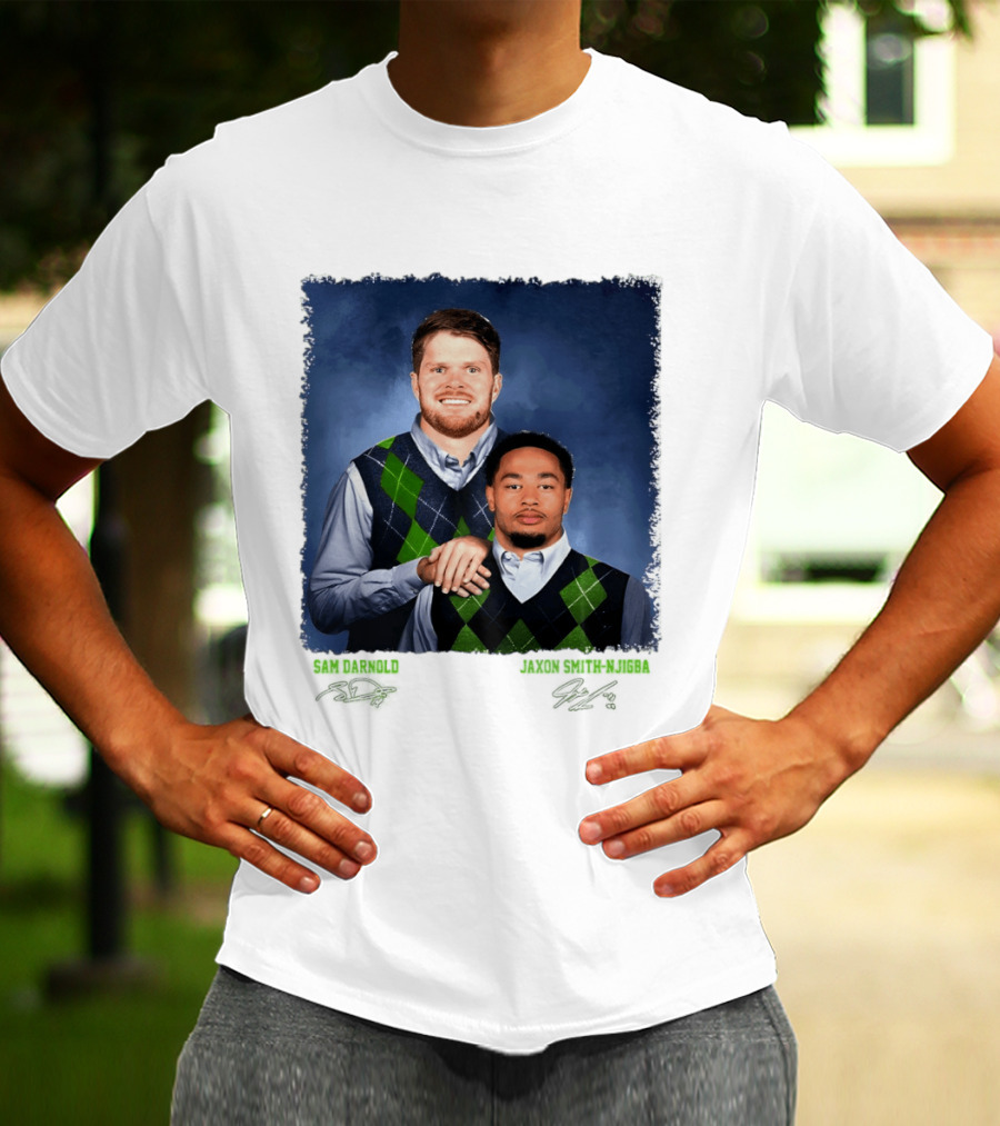 Sam Darnold Jaxon Smith Njigba Seattle Seahawks Step Brothers Football T-Shirt